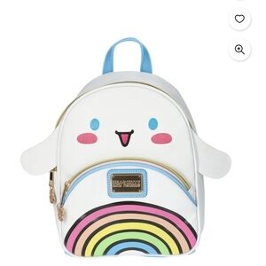 Hello Kitty White Mini Backpack with Pastel Rainbow and Blue Trim